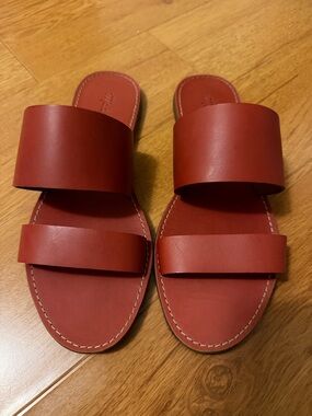 Madewell Red Double-Band Slide Sandals